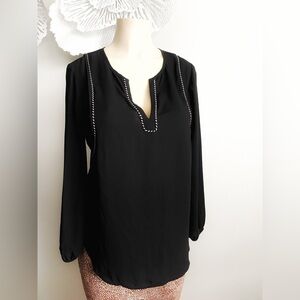 J.Crew Black Long Sleeves Office Formal Casual Blouse Sailor Robe Line Dressy